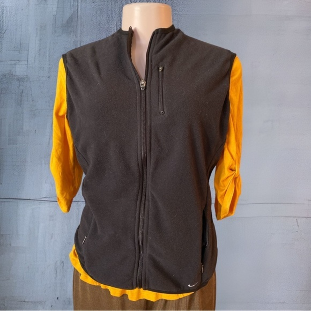 Nike Black Fleece Vest Therma Fit Full Zip Pockets Size M
